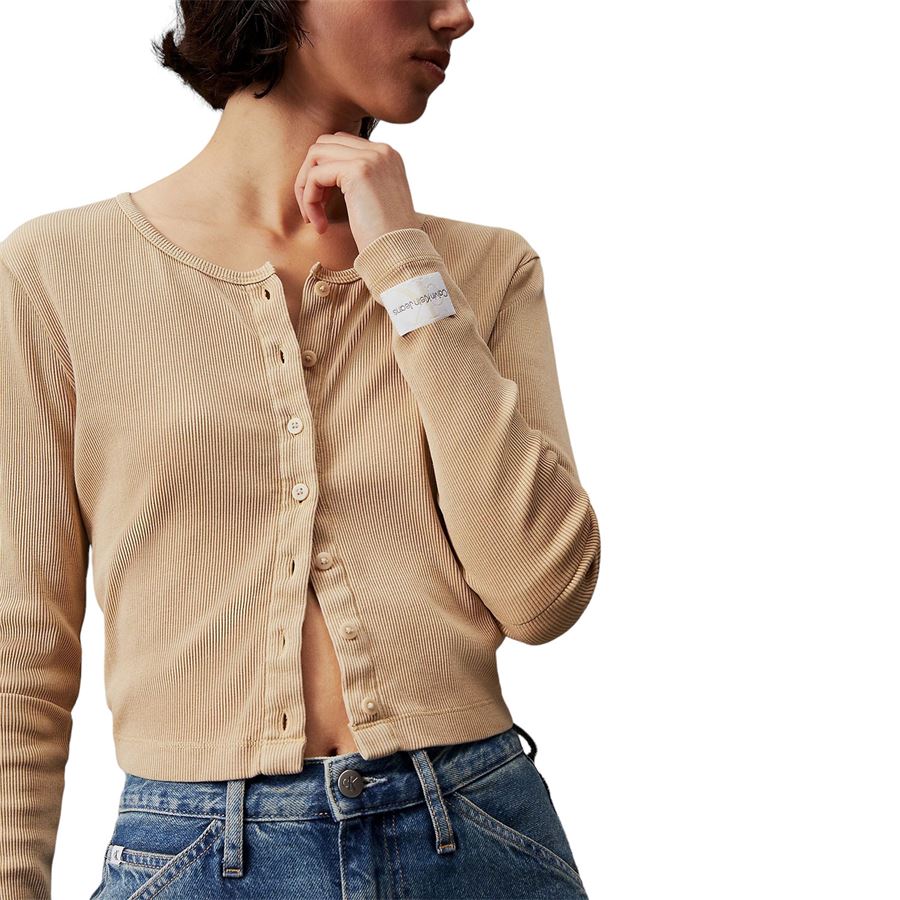 Cardigan in cotone lavato a costine slim Calvin Klein | J20J224058RAE